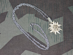 Edelweiss Flower Carved Bone Necklace
