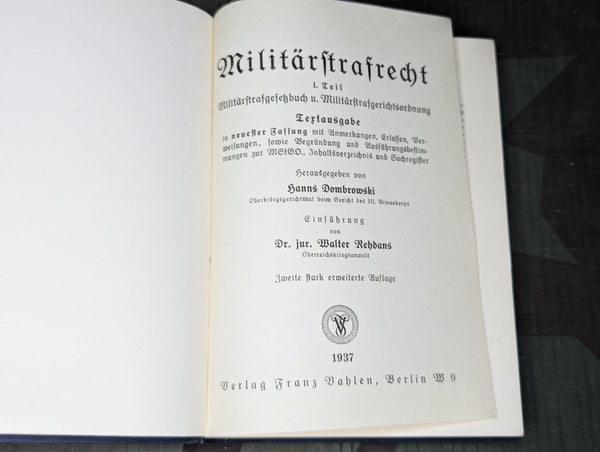 German Military Criminal Law Book 1937 Teil 1