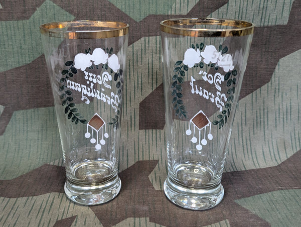 Bride and Groom German Wedding Glass Set