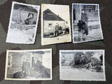 Lot of 5 Original Pictures of Wehrmacht Soldiers & Log House