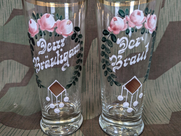 Bride and Groom German Wedding Glass Set