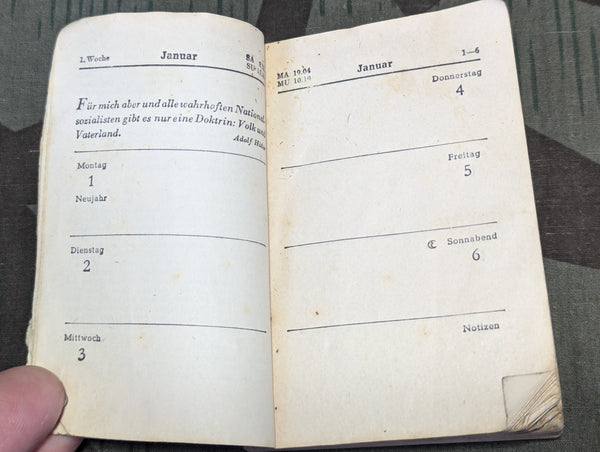 Wehrmacht 1945 Merkbuch Pocket Calendar Book AS-IS