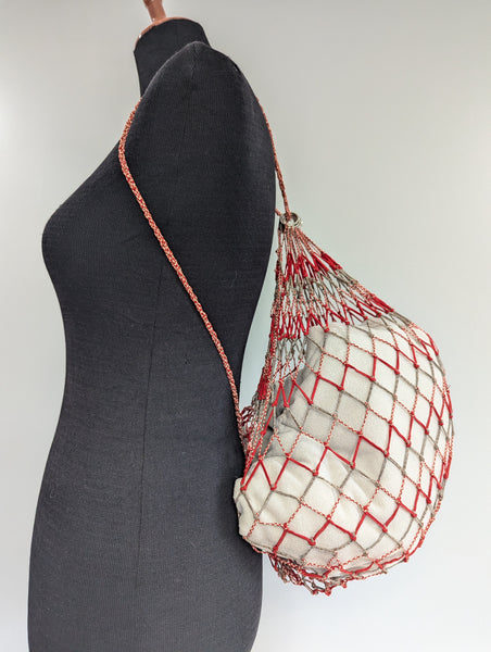Red and Gray Net Backpack