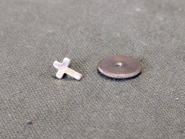 Tiny Cross Pin Screw Back (Chaplain?)
