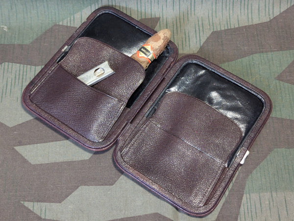Leather Cigar Case With Cutter and One Very Tired Cigar