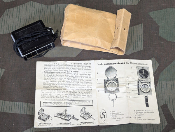 D.R.P. Marsch Kompass Compass with Lanyard, Bag, Instructions
