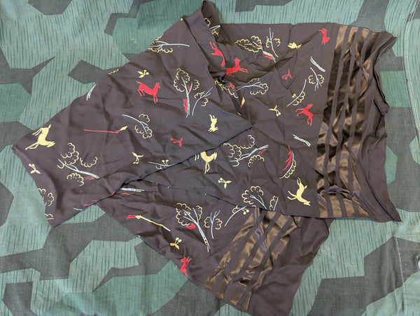 German Forest Animal / Hunting Novelty Print Scarf