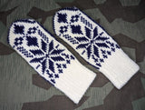 White and Blue Snowflake Mittens