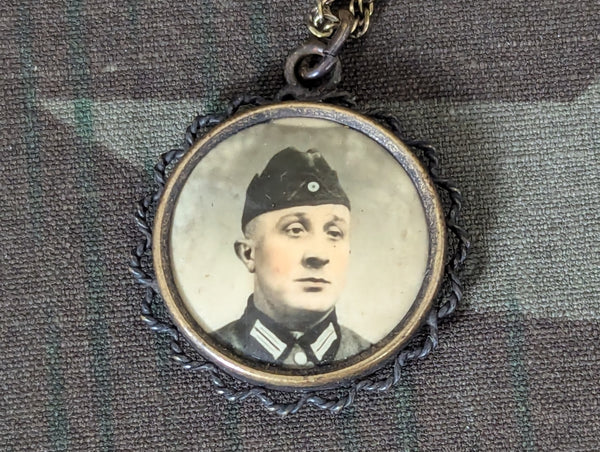 German Soldier Sweetheart Photo Necklace