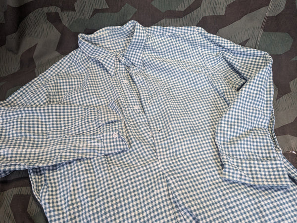 German Civilian Shirt Green and White Check 44" Chest