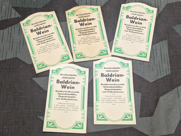 Lot of 5 Baldrian Wein Paper Labels