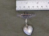 Army Air Corps Puffy Heart Sweetheart Pin Sterling