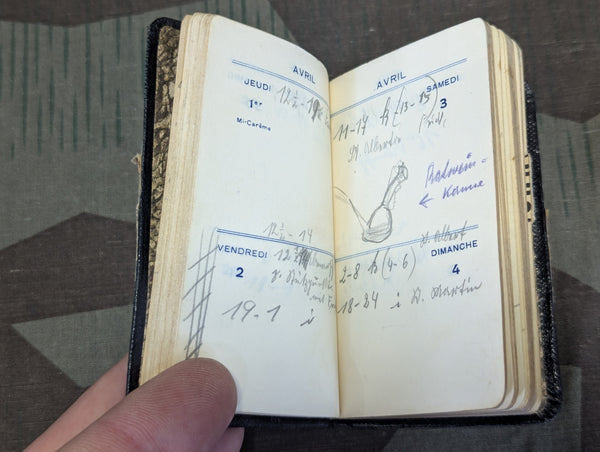 1943 French Calendar Diary from a German Soldier