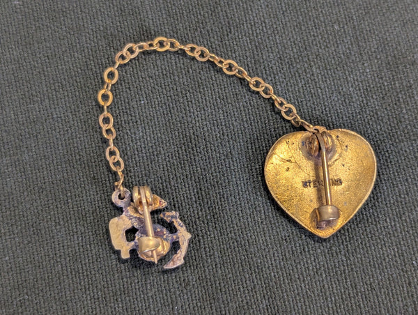Always in my Heart USMC Sweetheart Chain Pin Sterling NOS
