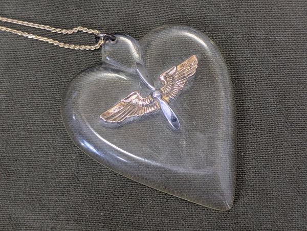 Army Air Corps Lucite Heart Necklace