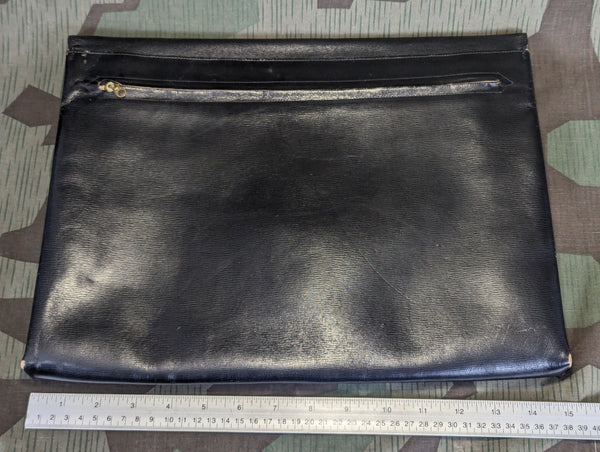 German Black Leather Folio Zipp