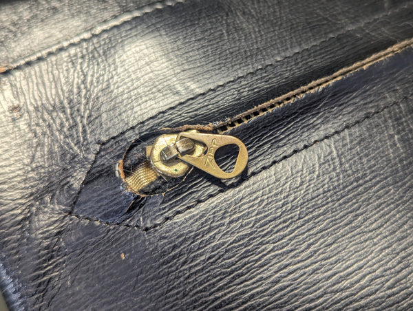 German Black Leather Folio Zipp