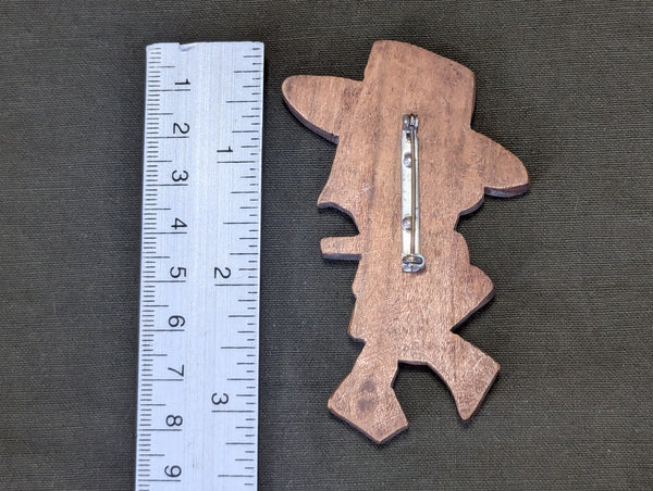 Wood Cowboy Novelty Pin