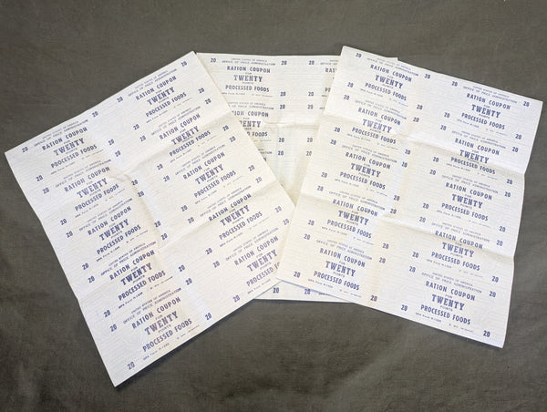 Ration Coupon Full Sheet 20 Points Processed Foods