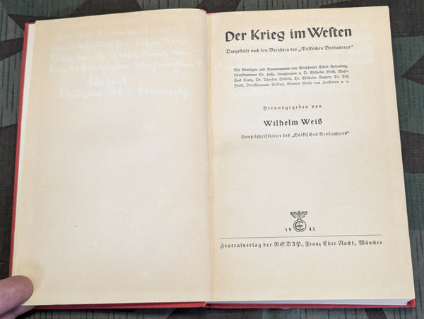1941 Der Krieg Im Westen Wilhelm Weiss Zentralverlag der NSDAP