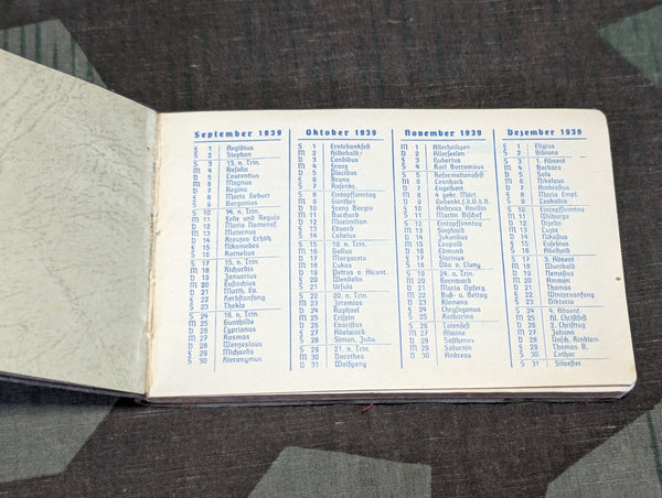 1939 Sparkasse Wunsiedel Pocket Calendar