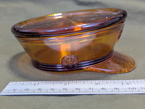 Glass Army Hat Candy Dish with Lid