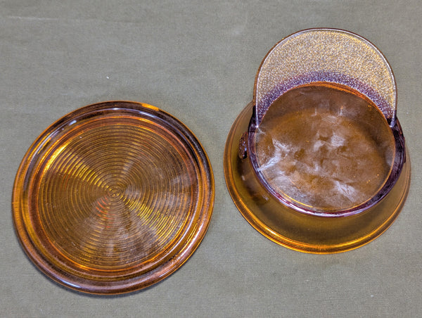 Glass Army Hat Candy Dish with Lid