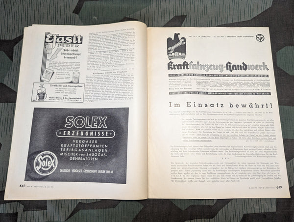 Kraftfahrzeug Handwerk Heft 30 - 26 Juli 1941 Krafthand