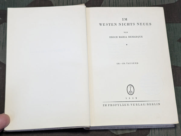 1929 Book Im Westen Nichts Neues