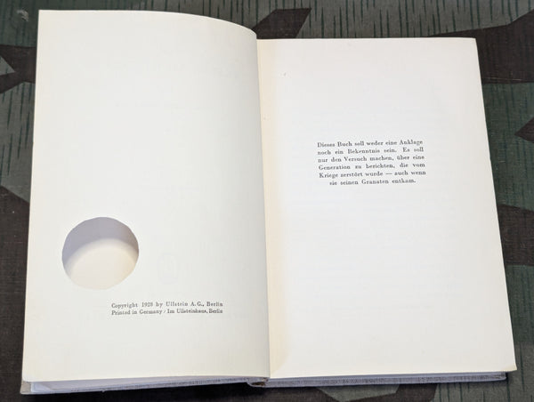 1929 Book Im Westen Nichts Neues