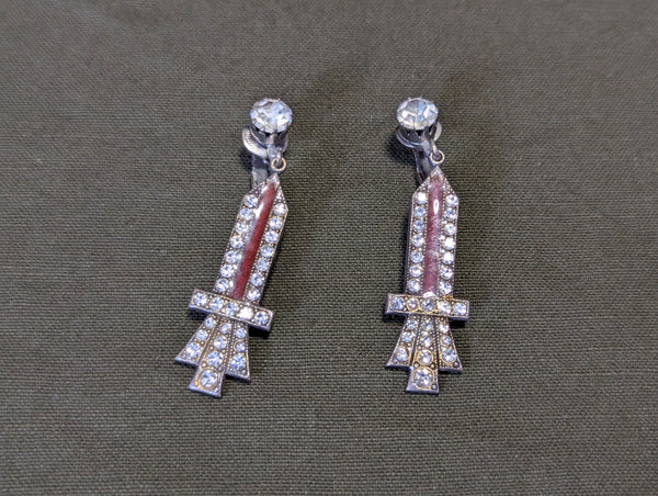 Art Deco Clip on Earrings