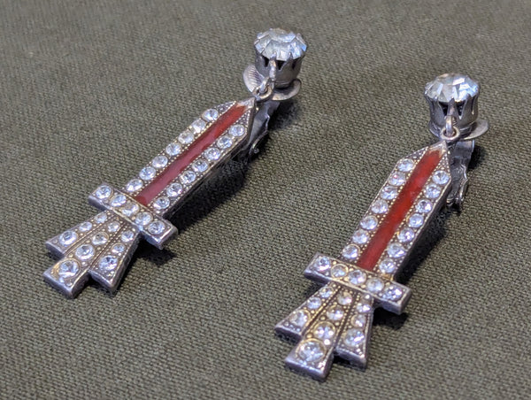Art Deco Clip on Earrings