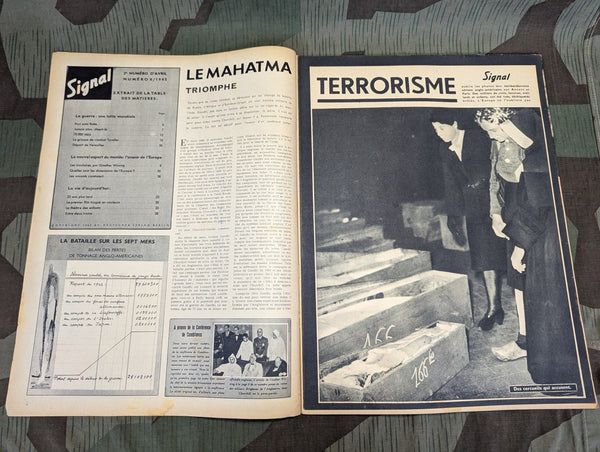April 1943 Signal Magazine in French No8 with Terrorisme Leaflet