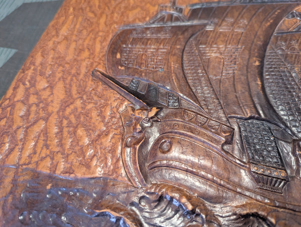 Vintage German Desk Blotter with Ship Motif