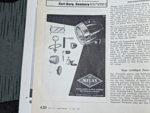 Kraftfahrzeug Handwerk Heft 20 - 17 Mai 1941 Krafthand