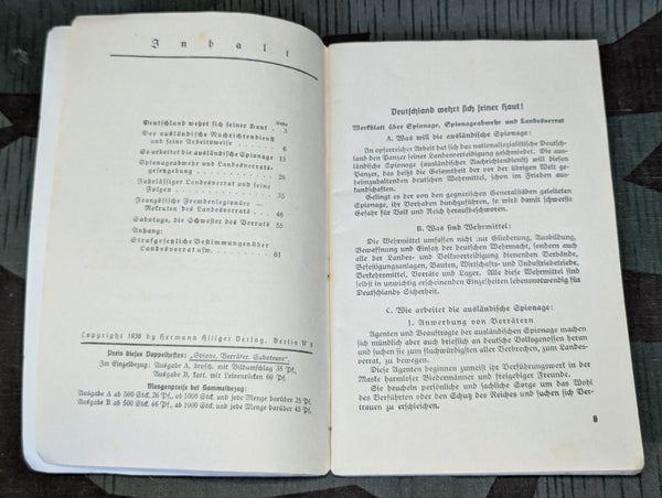 Spione, Verräter, Saboteure Booklet 1938