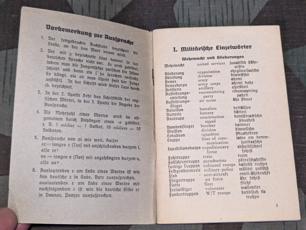 Wehrmacht Deutsch-Englisch Sprachführer