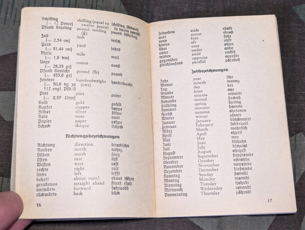 Wehrmacht Deutsch-Englisch Sprachführer