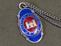 US Army Engineer Enamel Sweetheart Necklace