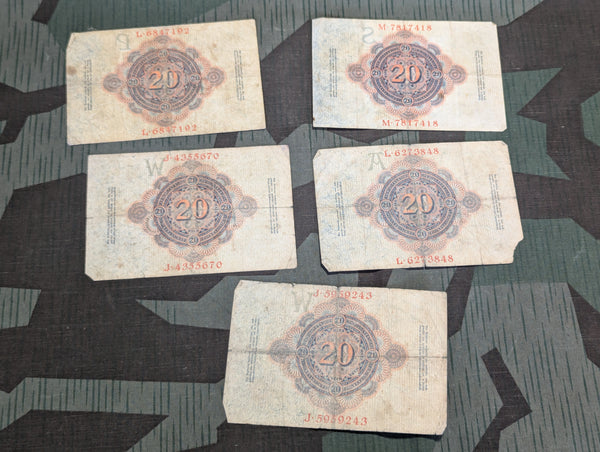 Zwanzig Mark Note 20 Reichsbanknote 1914