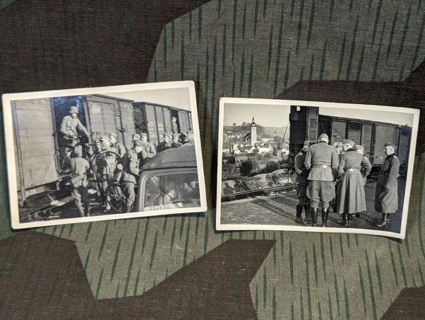 Two Photos Soldiers Unloading Supplies