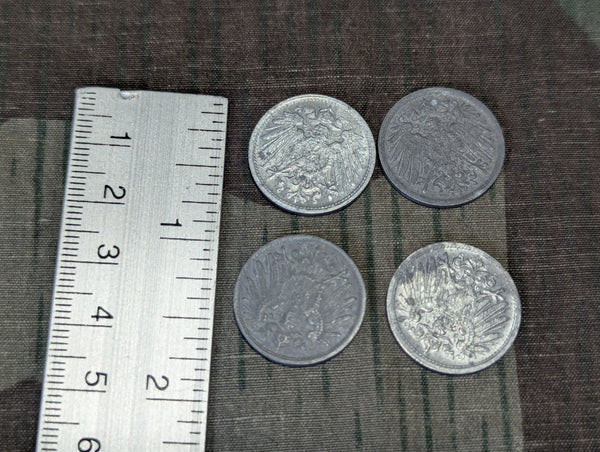 Lot of 4 Weimar 10 Pfennig Coins (1919-1921)