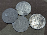 Lot of 4 Weimar 10 Pfennig Coins (1919-1921)