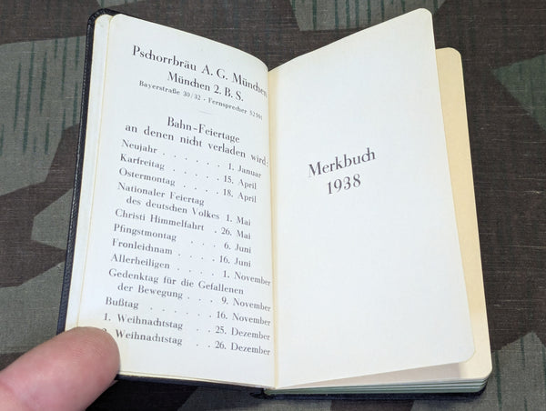 Pschorr Bräu München Pocket Calendar 1938