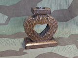 German Hand Carved Small Heart Shaped Single Candle Holder
