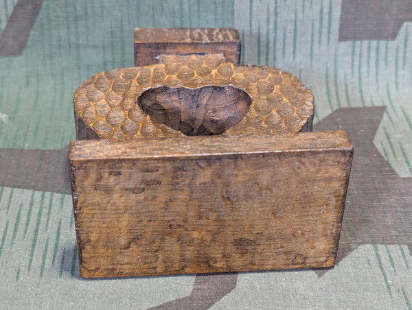 German Hand Carved Small Heart Shaped Single Candle Holder