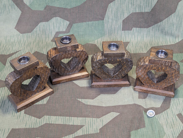 German Hand Carved Small Heart Shaped Single Candle Holder