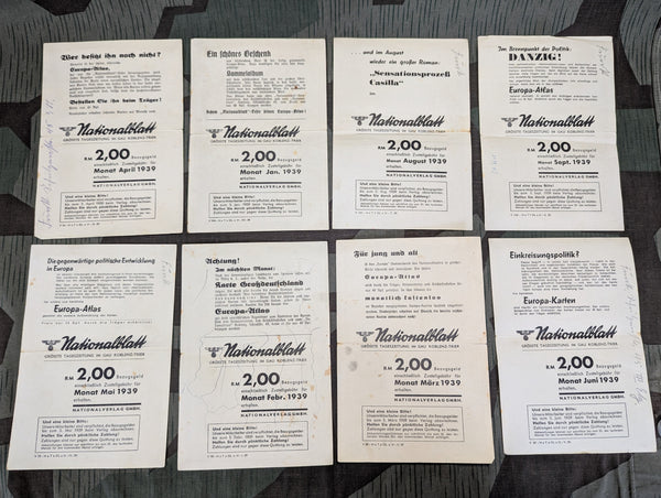 Nationalblatt Map Leaflets 1939 (Lot of 8)
