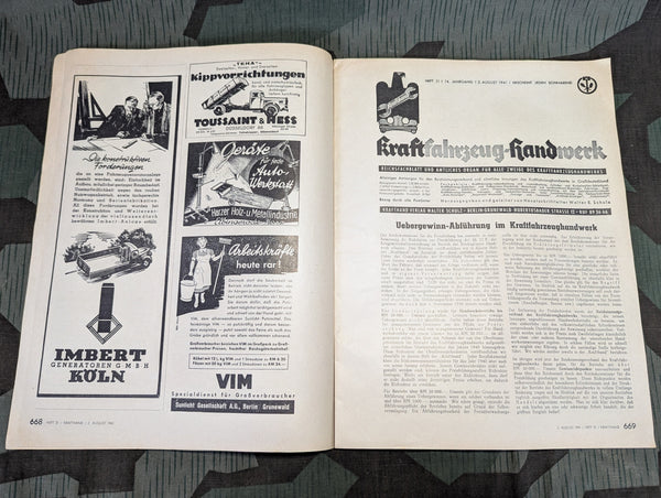 Kraftfahrzeug Handwerk Heft 31 - 2 August 1941 Krafthand