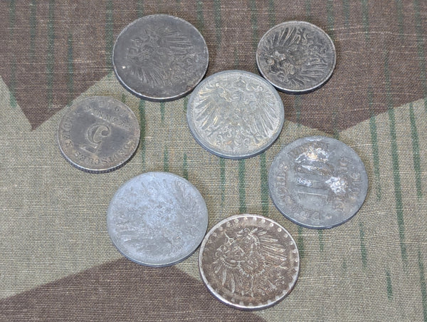 Lot of 7 WWI German Coins (5 & 10 Pfennig Coins)
